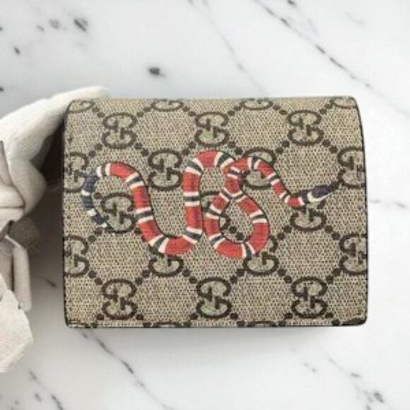 NIB Gucci Kingsnake Print GG Supreme Wallet - Picture 1 of 5
